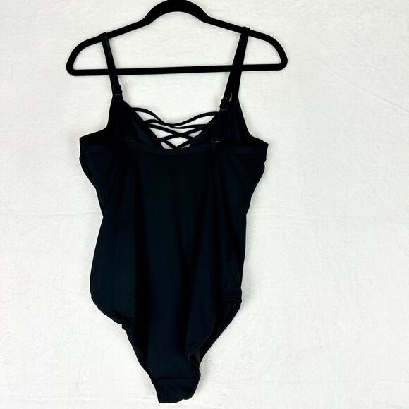 Seafolly DD Cup Maillot One Piece Swimsuit Size 10 Black V-Neck Underwire - Picture 5 of 10